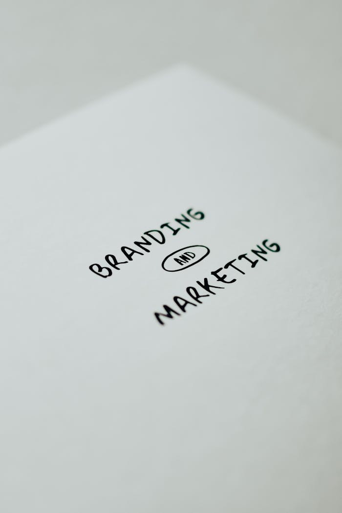 About Minimalistic design showcasing 'branding and marketing' text for business strategy visuals.
